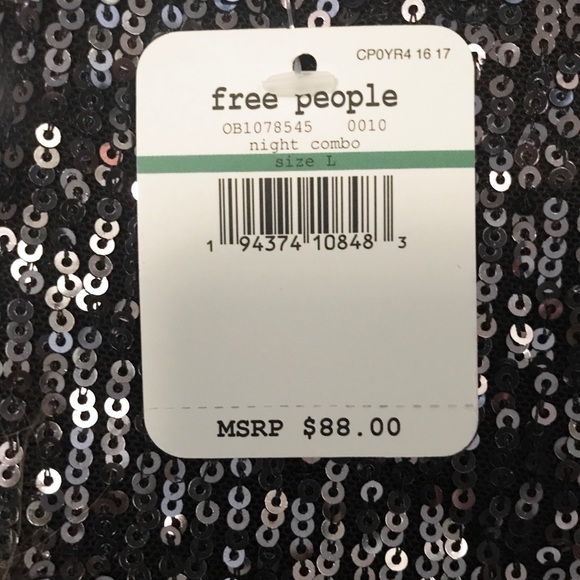 FREE PEOPLE Gold Rush Mini Sequin Black Dress LRG - Picture 8 of 9